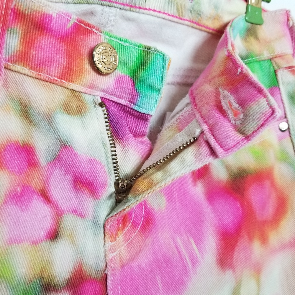Kate Spade Broome St Watercolor Cropped Jeans Y2K Coquette Boho 25 - Picture 10 of 16